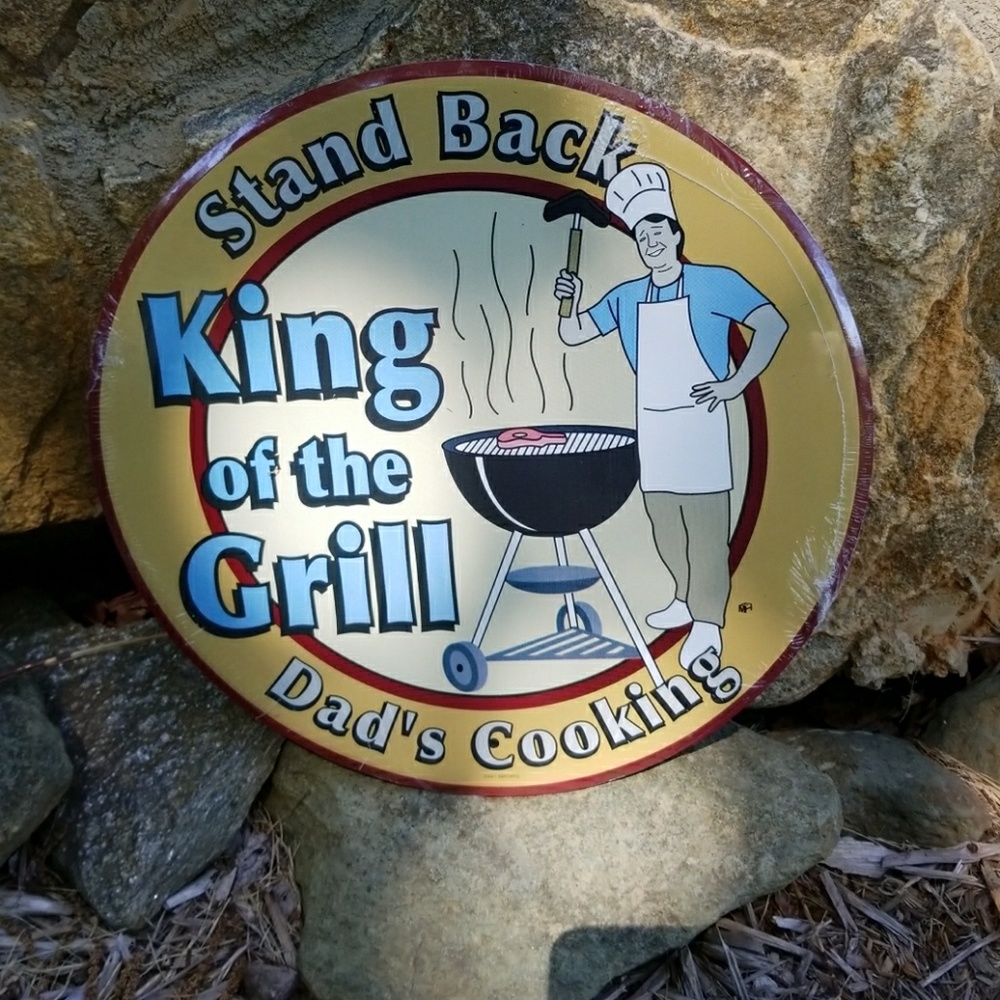 King of the Grill tin sign